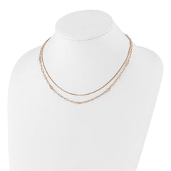 Sterling Silver Rose Gold-plated CZ 2 Strand 17in w/2in ext. Necklace QG6495RP-17