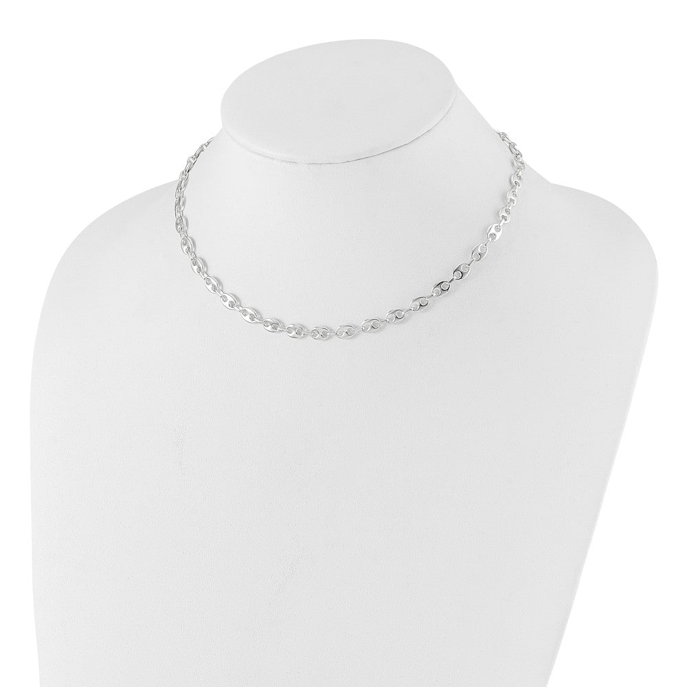 Sterling Silver Rhodium-plated 16in with 2in ext. Fancy Link Necklace QG6503-16