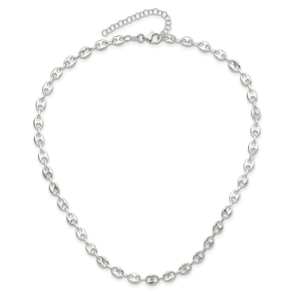 Sterling Silver Rhodium-plated 16in with 2in ext. Fancy Link Necklace QG6503-16