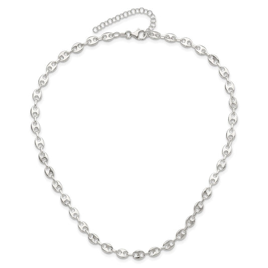 Sterling Silver Rhodium-plated 16in with 2in ext. Fancy Link Necklace QG6503-16