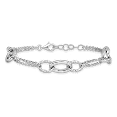Sterling Silver Rhodium-plated 7in w/1in ext Interlocking Circles Bracelet QG6514-7
