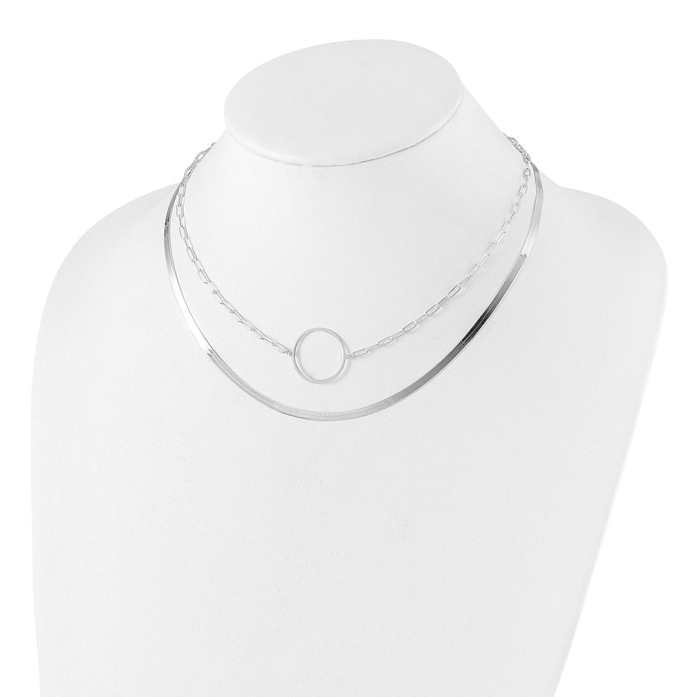 Sterling Silver Rhodium-plated 2 Strand 16in w/2in ext Necklace QG6522-16