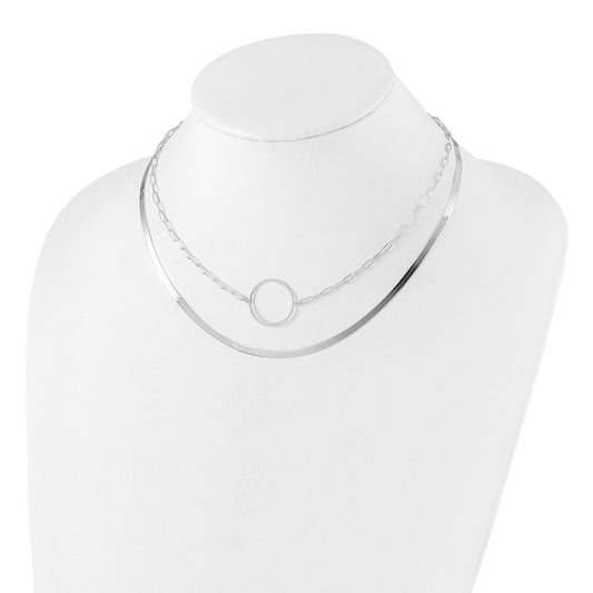 Sterling Silver Rhodium-plated 2 Strand 16in w/2in ext Necklace QG6522-16