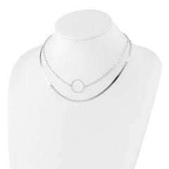 Sterling Silver Rhodium-plated 2 Strand 16in w/2in ext Necklace QG6522-16
