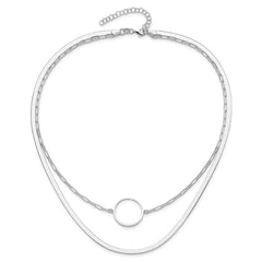 Sterling Silver Rhodium-plated 2 Strand 16in w/2in ext Necklace QG6522-16