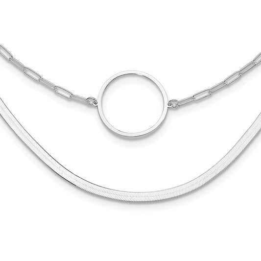 Sterling Silver Rhodium-plated 2 Strand 16in w/2in ext Necklace QG6522-16
