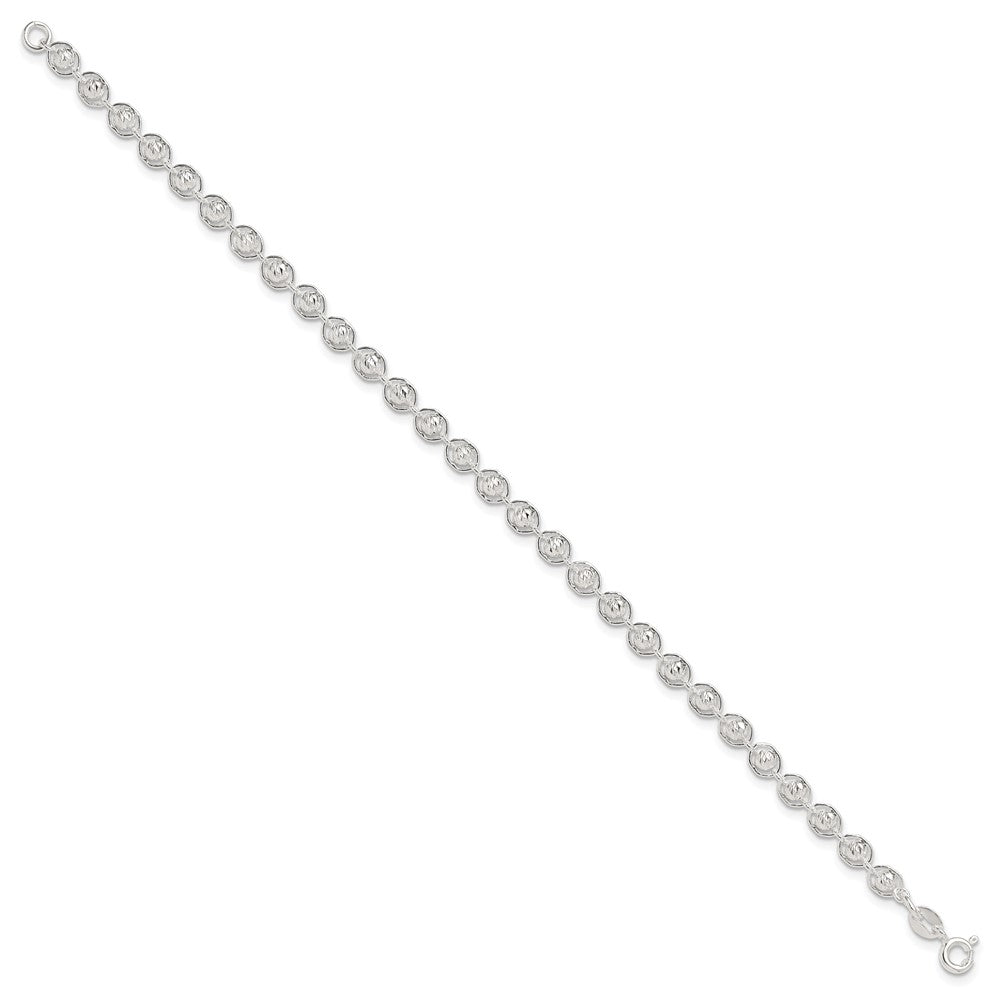 Sterling Silver Polished and Diamond Cut Beaded Bracelet QG6527-7.5