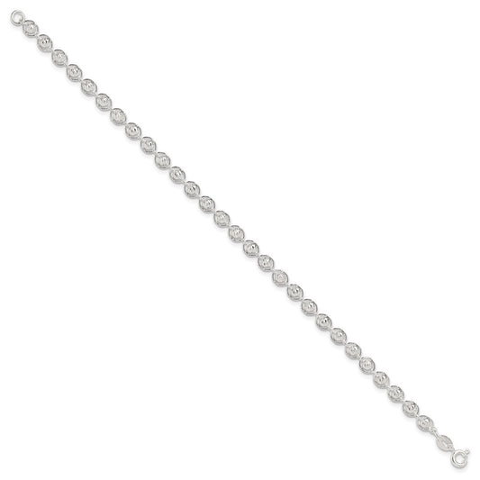 Sterling Silver Polished and Diamond Cut Beaded Bracelet QG6527-7.5