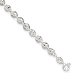 Sterling Silver Polished and Diamond Cut Beaded Bracelet QG6527-7.5