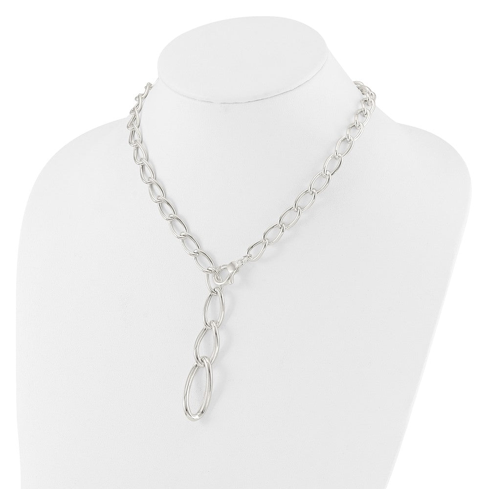 Sterling Silver Polished and Hollow Fancy Link Drop Necklace QG6530-17