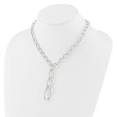 Sterling Silver Polished and Hollow Fancy Link Drop Necklace QG6530-17