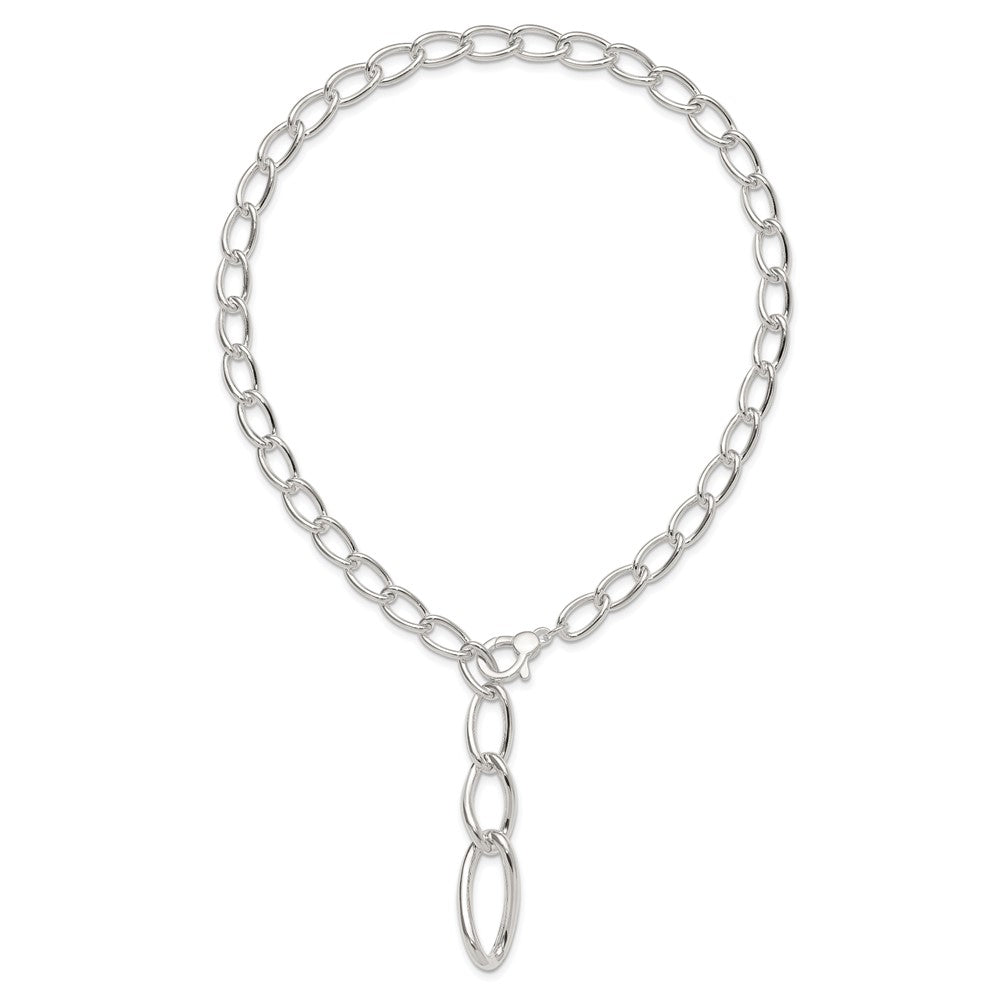 Sterling Silver Polished and Hollow Fancy Link Drop Necklace QG6530-17