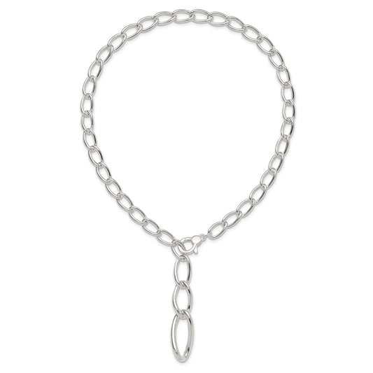 Sterling Silver Polished and Hollow Fancy Link Drop Necklace QG6530-17