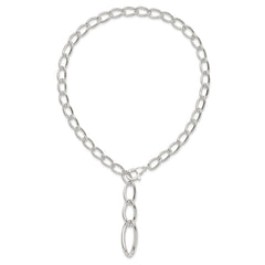 Sterling Silver Polished and Hollow Fancy Link Drop Necklace QG6530-17
