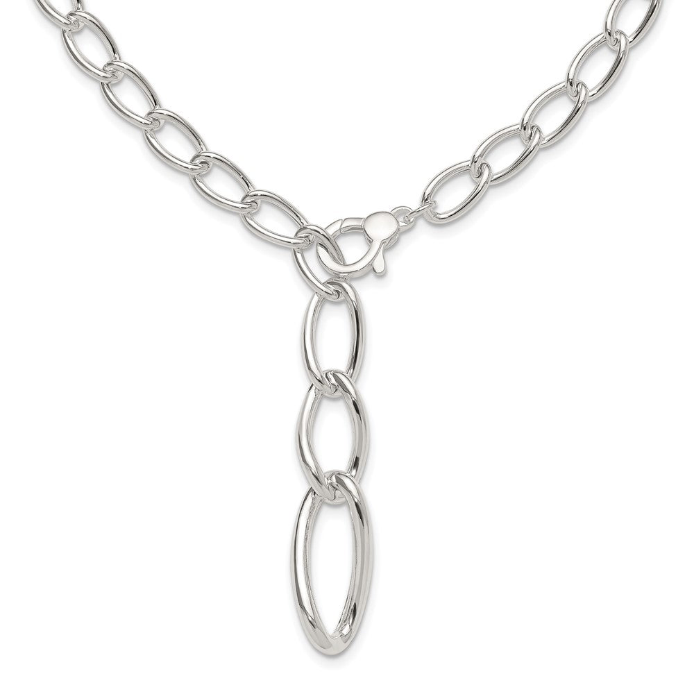 Sterling Silver Polished and Hollow Fancy Link Drop Necklace QG6530-17