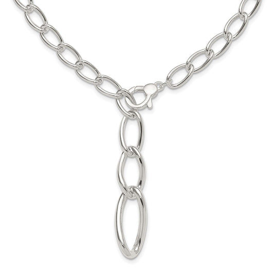 Sterling Silver Polished and Hollow Fancy Link Drop Necklace QG6530-17