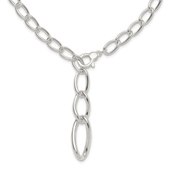 Sterling Silver Polished and Hollow Fancy Link Drop Necklace QG6530-17