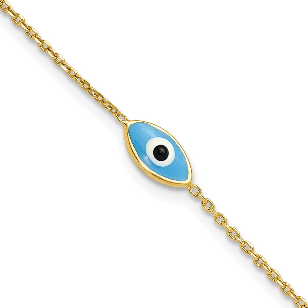 Sterling Silver Gold-plated Enamel Evil Eye w/.5 in ext. Bracelet QG6545-7