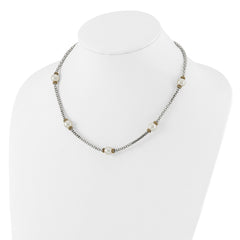 Sterling Silver and Gold-tone Synthetic Pearl 18in Necklace QG6555-18