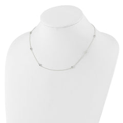 Sterling Silver Polished CZ 6 Station with 2in ext NecklaceQG6557-18
