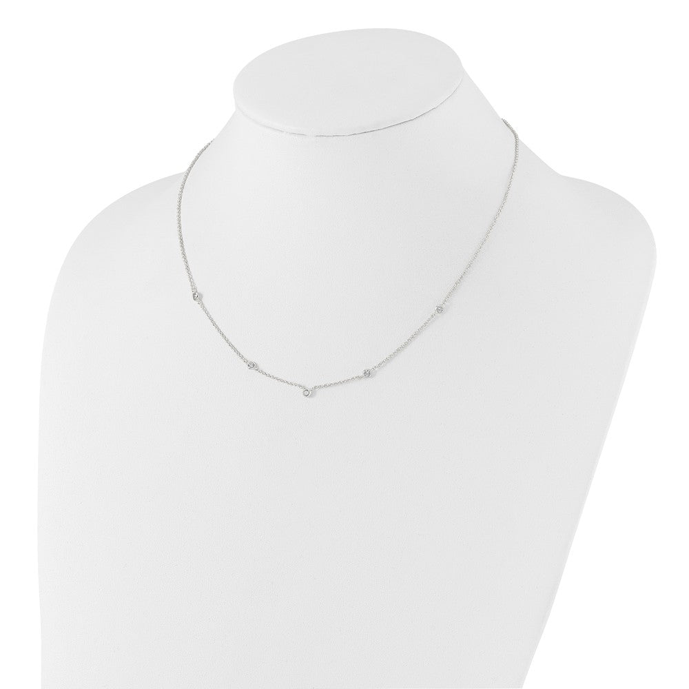 Sterling Silver E-coated CZ Stations 18in w/2in ext Necklace QG6558-18