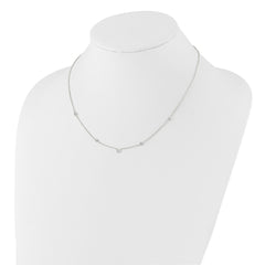 Sterling Silver E-coated CZ Stations 18in w/2in ext Necklace QG6558-18