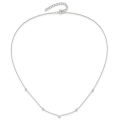 Sterling Silver E-coated CZ Stations 18in w/2in ext Necklace QG6558-18