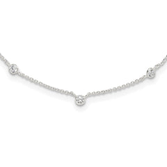 Sterling Silver E-coated CZ Stations 18in w/2in ext Necklace QG6558-18