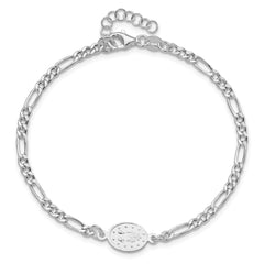 Sterling Silver RH-plated Miraculous Medal 7.25in w/1in ext. Bracelet QG6560-7.25