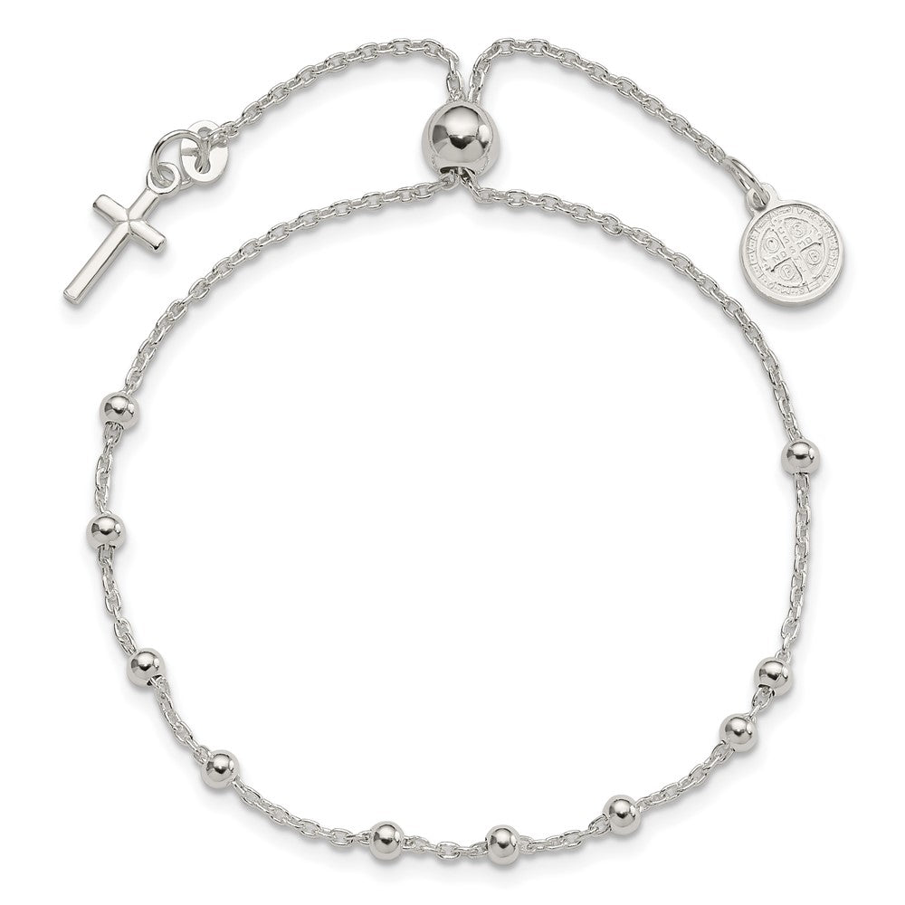 Sterling Silver St. Benedict Adjustable Rosary Bracelet QG6562