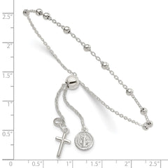 Sterling Silver St. Benedict Adjustable Rosary Bracelet QG6562