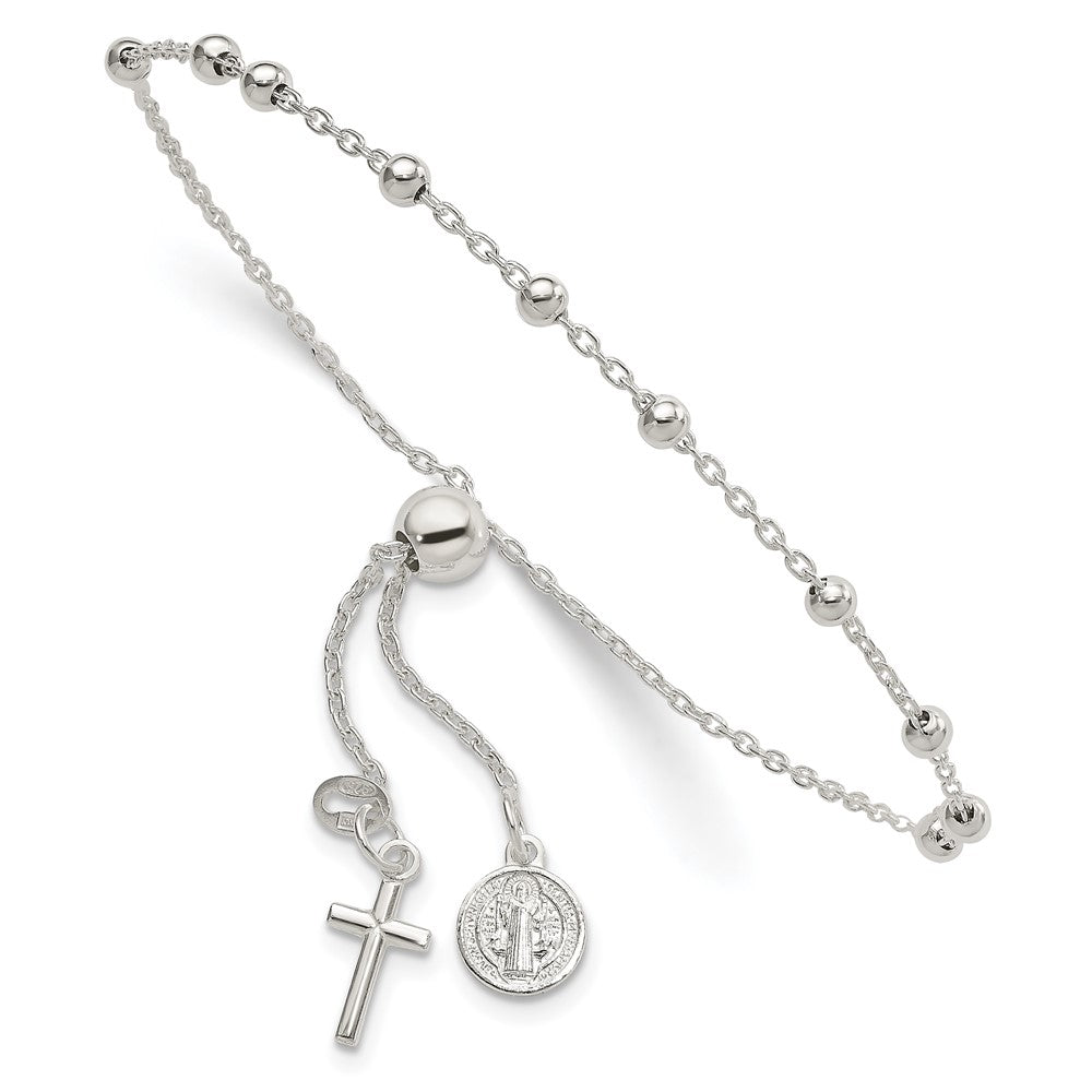 Sterling Silver St. Benedict Adjustable Rosary Bracelet QG6562