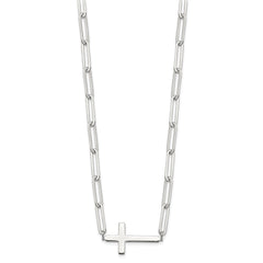 Sterling Silver E-Coated Cross Paperclip Link w/2 in ext Necklace QG6565-15.75