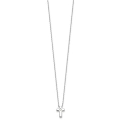 Sterling Silver Rhodium-plated CZ Cross 13in w/2in ext. NecklaceQG6568-13
