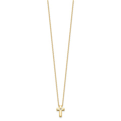 Sterling Silver Gold-tone CZ Cross 16in w/2in ext. NecklaceQG6568GP-13