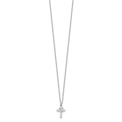 Sterling Silver Rhodium-plated CZ Crosses 16in w/2in ext. Necklace QG6571-16