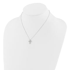 Sterling Silver Rhodium-plated CZ Cross 16in w/2in ext Necklace QG6572-16