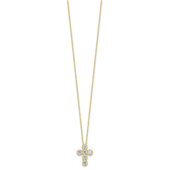 Sterling Silver Gold-tone CZ Cross 16in w/2in ext Necklace QG6572GP-16