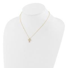 Sterling Silver Gold-tone CZ Cross 16in w/2in ext Necklace QG6572GP-16