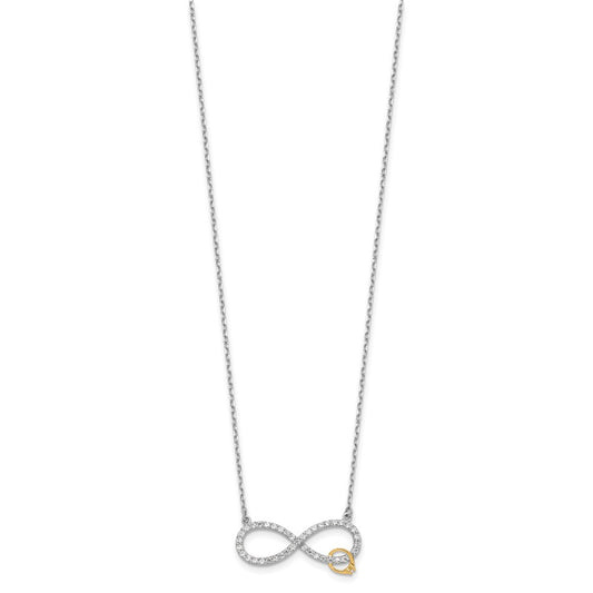 Sterling Silver w/14k accent Rh-plated CZ Eternity w/2 in. ext Necklace QG6620-16