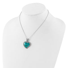 Sterling Silver RH-pl Oxidized Compressed Turquoise w/1.75in ext Necklace QG6698-16