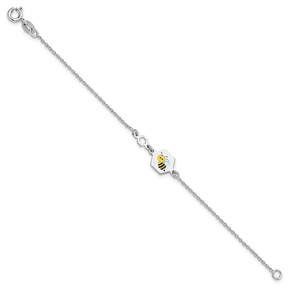 Sterling Silver Polished Enameled Bee 6in Children's Bracelet QG6728-6
