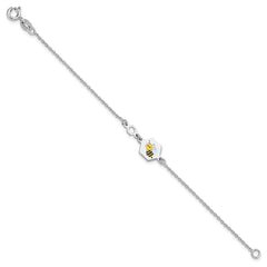 Sterling Silver Polished Enameled Bee 6in Children's Bracelet QG6728-6