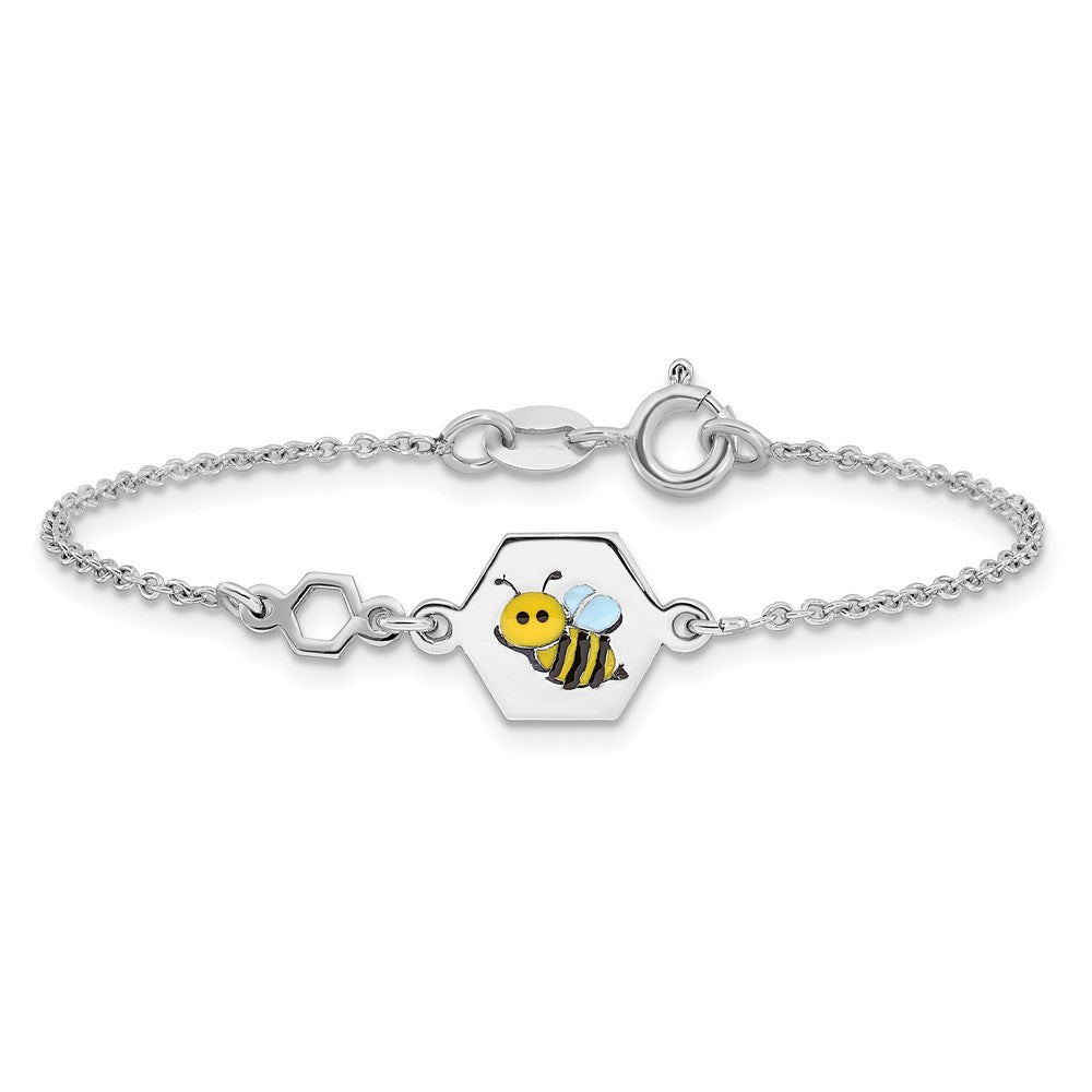Sterling Silver Polished Enameled Bee 6in Children's Bracelet QG6728-6