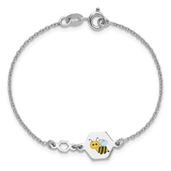 Sterling Silver Polished Enameled Bee 6in Children's Bracelet QG6728-6