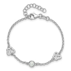 Sterling Silver Rhodium-plated CZ Butterfly w/1in Ext. Children's Bracelet QG6736-5.5