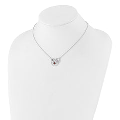 Sterling Silver Polished Amethyst, Garnet and Pink Tourmaline Circles with 2 Inch Extension Necklace QG6740-16