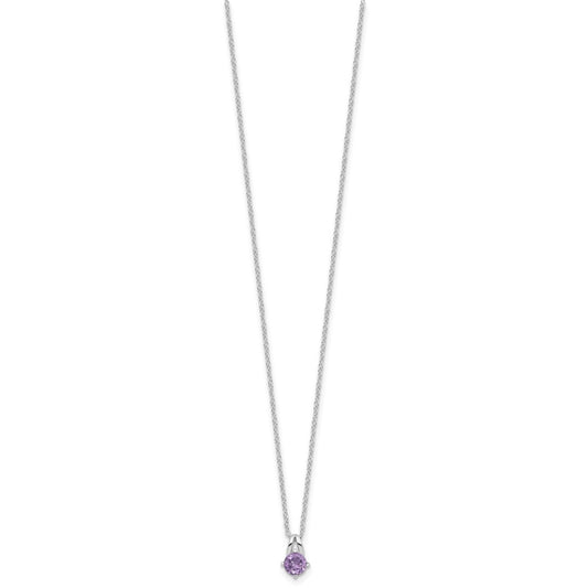 Sterling Silver Rhodium-plated .45AM Amethyst 16in w/2in ext Necklace QG6741AM-16