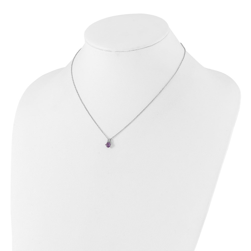 Sterling Silver Rhodium-plated .45AM Amethyst 16in w/2in ext Necklace QG6741AM-16