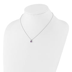 Sterling Silver Rhodium-plated .45AM Amethyst 16in w/2in ext Necklace QG6741AM-16
